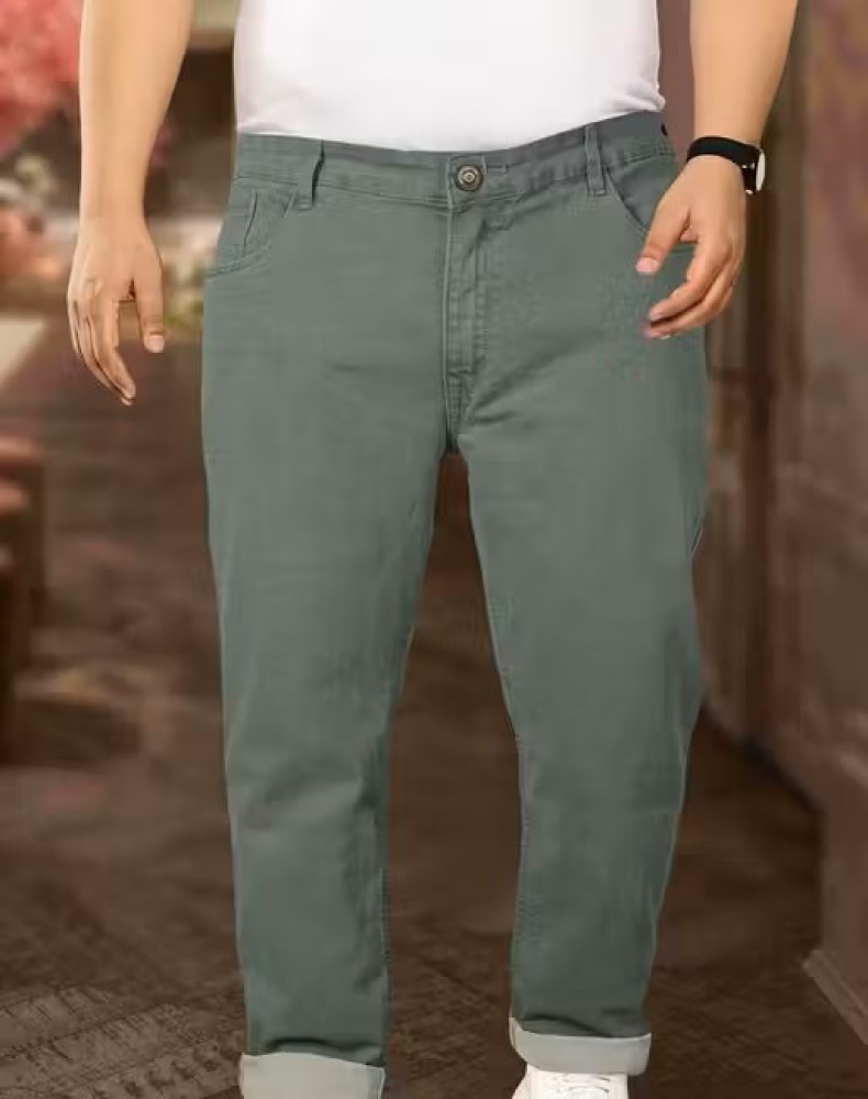 Stylish Solid Olive Green Comfort Fit Pants