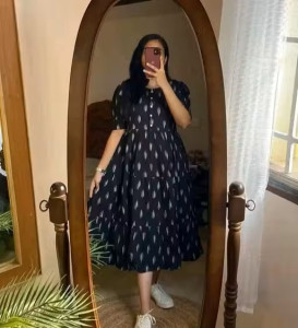 New Design Women's Half Sleeve Printed Middy Gown (Duplicate Variant)