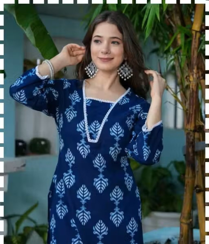 Jaipuri Print Trendy Rayon Straight Kurta