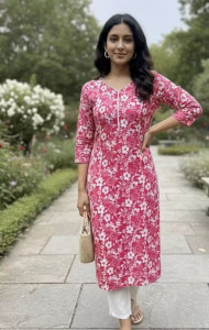 Pink Flowers Kurti
