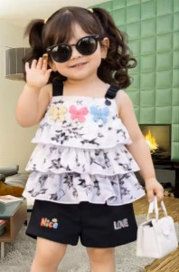 Little Muffs Baby Girl Multicolour Top & Shorts Set