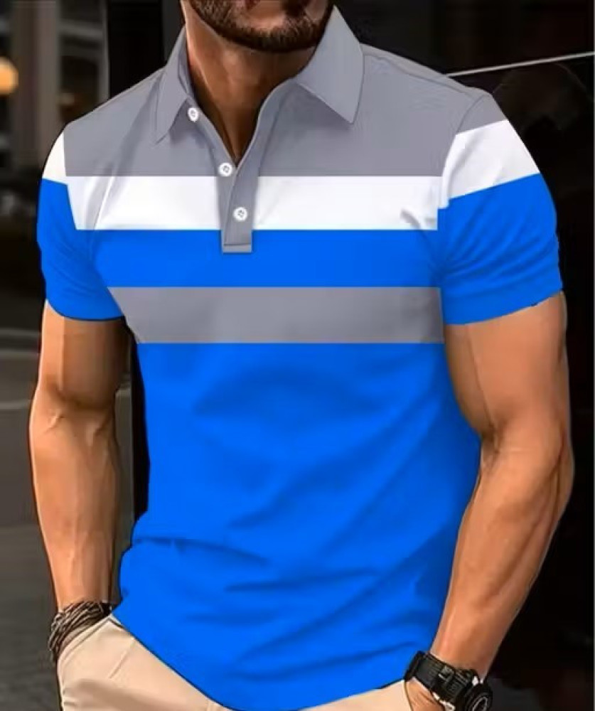 Mens Round Neck Full Sleeve Color Block T-shirt