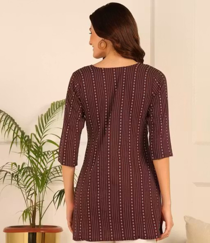 Floral Print V‑Neck Short Kurti Tunic