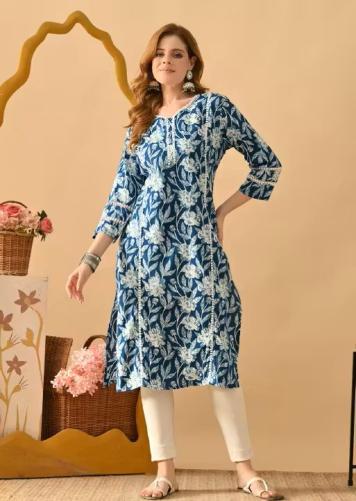 Kali Blue Off White Straight Kurta