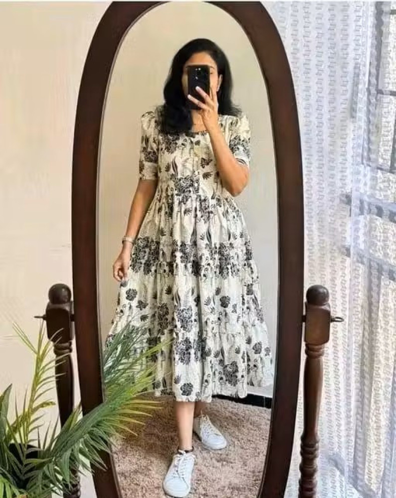 White Tiered Midi Dress