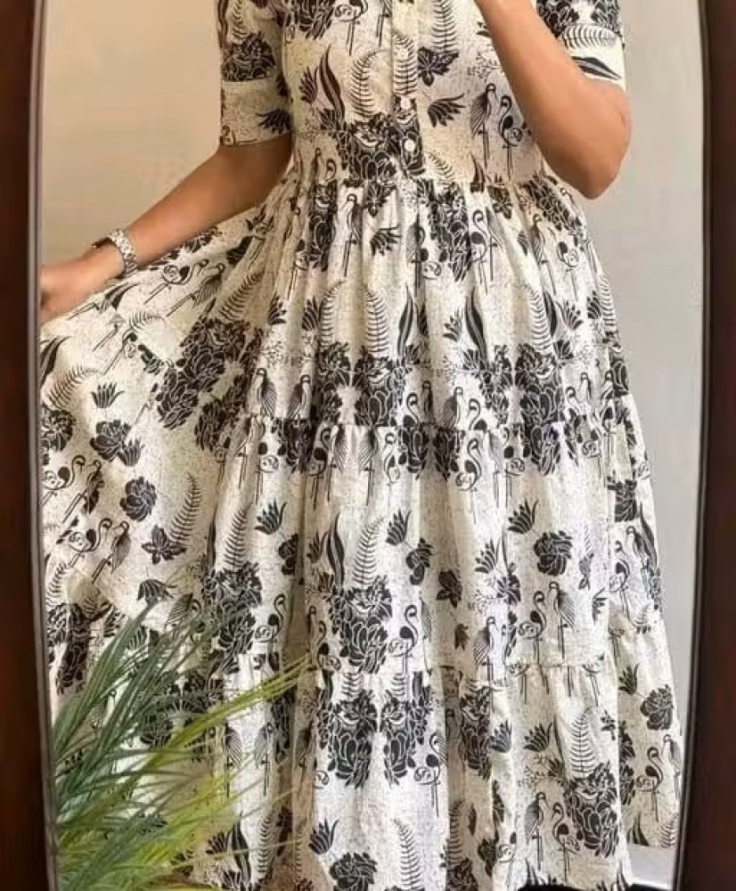 White Tiered Midi Dress