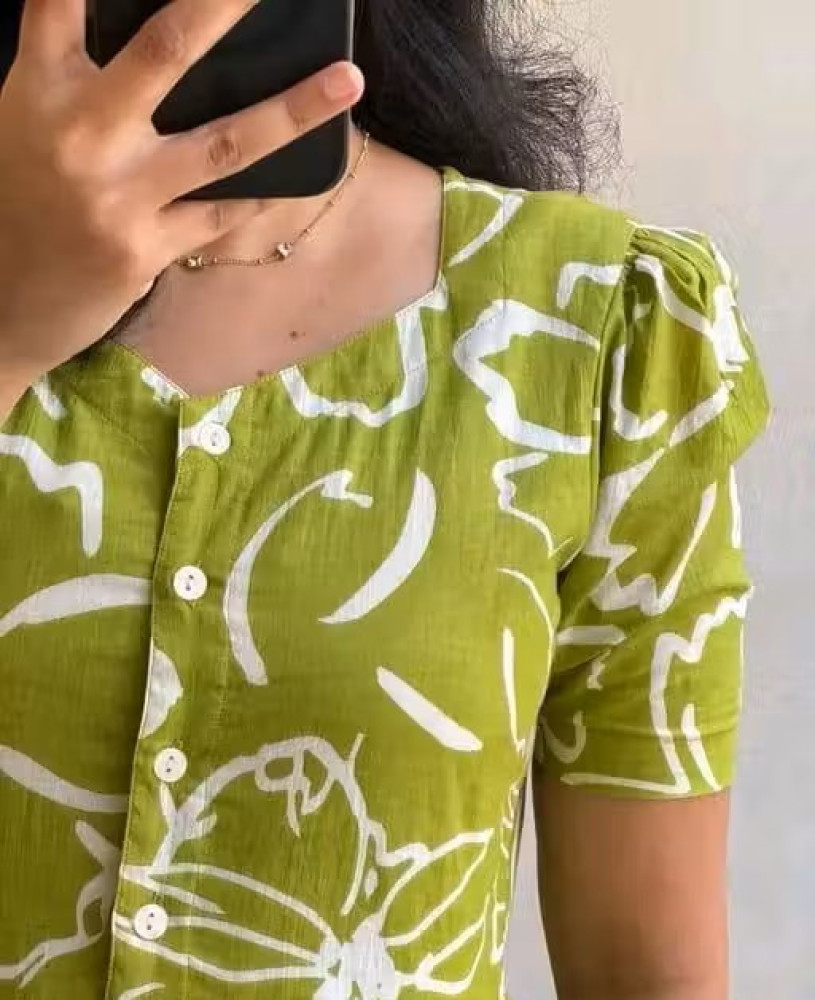 New Design Women Half Sleeves Printed Middy Gown