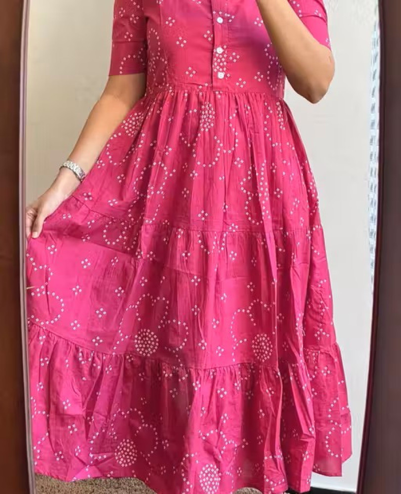 Women & Girls Printed Fit and Flare Dress 2