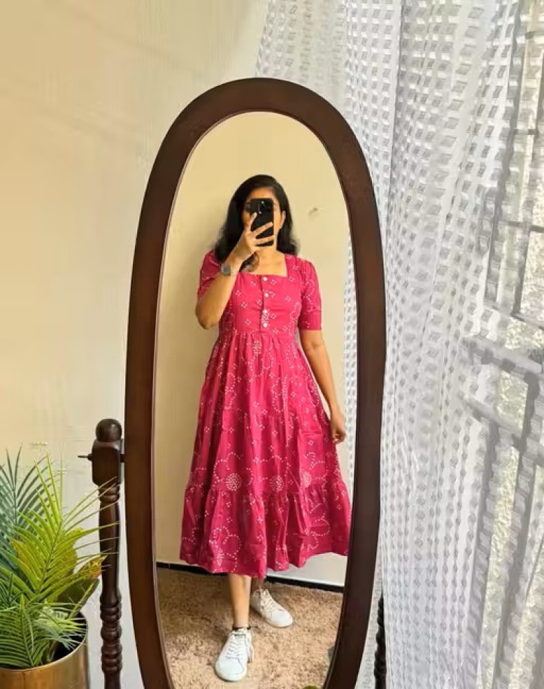 Women & Girls Printed Fit and Flare Dress 2