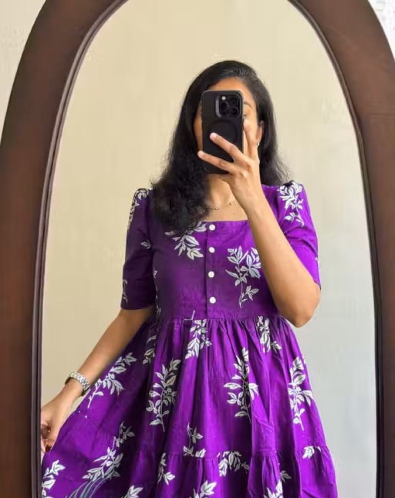 Trendy and Comfortable New Design Women Half Sleeves Printed Middy Gown