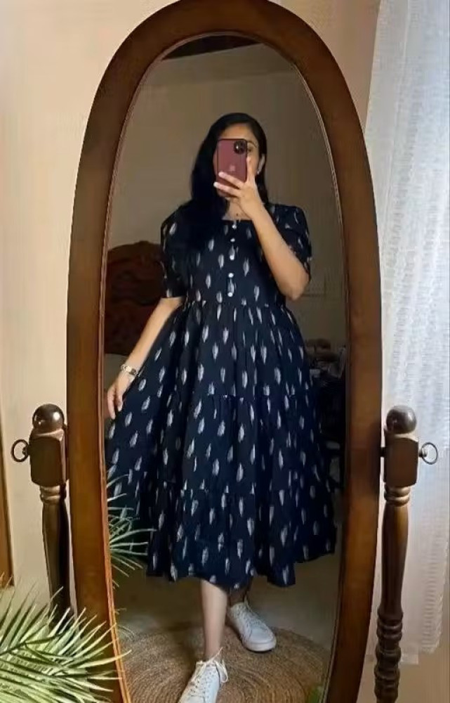 New Design Women's Half Sleeve Printed Middy Gown (Duplicate Variant)