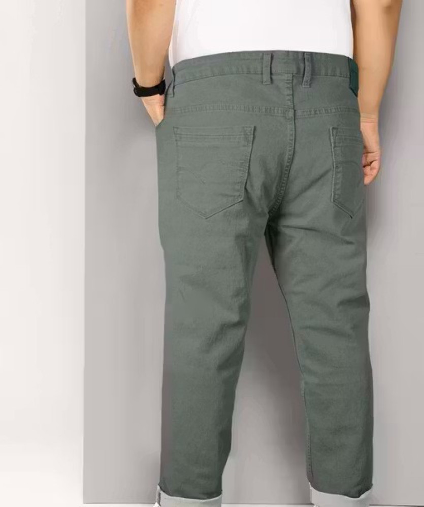 Stylish Solid Olive Green Comfort Fit Pants